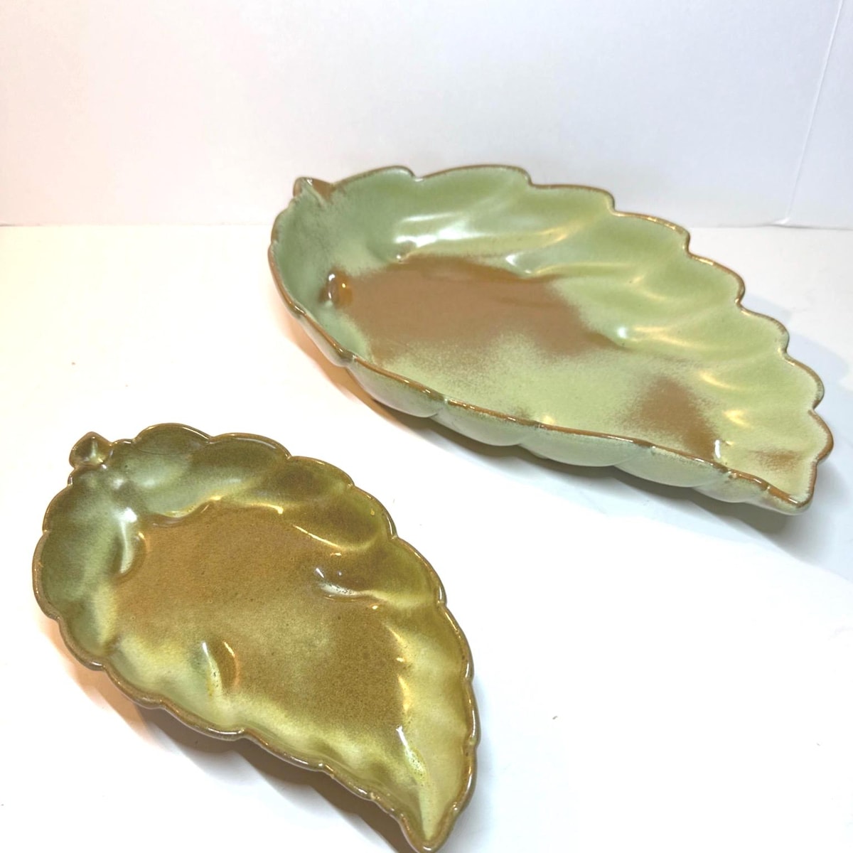 Rare Vintage Frankoma Prairie Green Leaf Fotted Bowls MBM #225 & #225 - Etsy