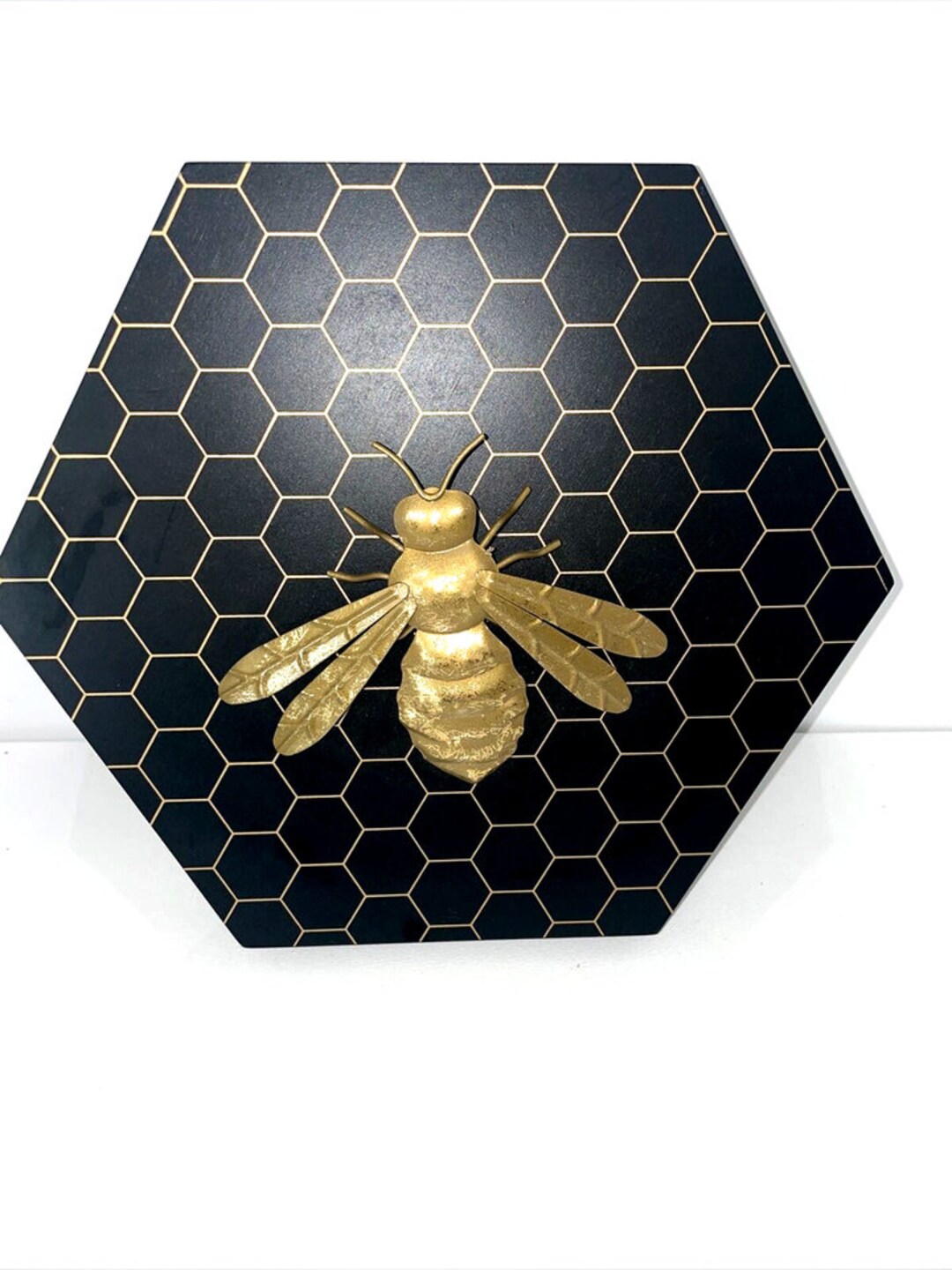 3D Honey Bee Metal Wall Art Accent 10x10 Octagon Decor Etsy