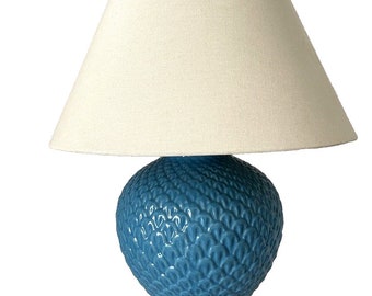 Vintage Ralph Lauren Pineapple Table Lamp Blue w/Wood Base