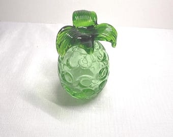 Presse-papier vintage ananas en verre vert