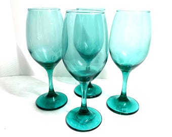 Juego de 4 copas de vino Cristar verdes vintage