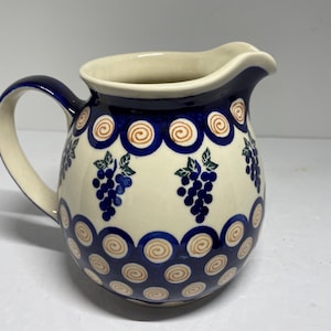BOLESLAWIEC Hand Made Polish Art Pottery 6&quot; Pitcher Jug Made in Poland