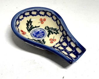 Boleslawiec Polish Pottery Spoon Ladle Rest 5&quot;