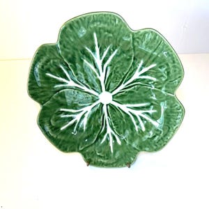 Vintage Bordallo Pinheiro Dinner Plate 10.5&quot; Green Majolica