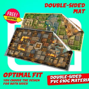 Ajustement OPTIMAL DOUBLE FACE Tapis de jeu HeroQuest, carte de bataille D&D personnalisée pour jeux de table, donjons et cartes de dragons, tableau de bord en vinyle.