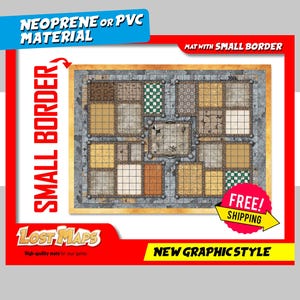 PETITE FRONTIÈRE. Tapis HeroQuest - Tapis de jeu personnalisé, carte D&D Battle pour les jeux sur table. Cartes de donjons et de dragons. Tapis en néoprène ou tableau de bord en PVC.