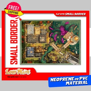 PETITE FRONTIÈRE. Tapis HeroQuest - Tapis de jeu personnalisé, carte D&D Battle pour les jeux sur table. Cartes de donjons et de dragons. Tapis en néoprène ou tableau de bord en PVC.