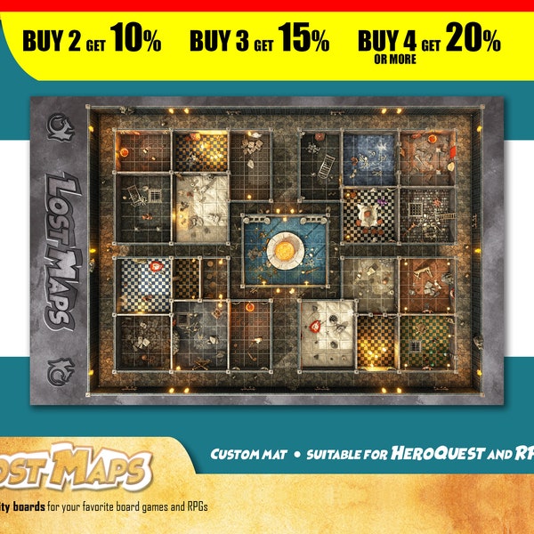 Custom HeroQuest Board Game Mat, RPG Playmat, Dungeon and Dragons Gaming Accessory