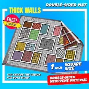 Murs épais de 2,5 cm (1 po.) Tapis HeroQuest DOUBLE FACE - Tapis de jeu personnalisé, carte D&D Battle pour les jeux sur table. Cartes de donjons et de dragons. Tapis en néoprène.