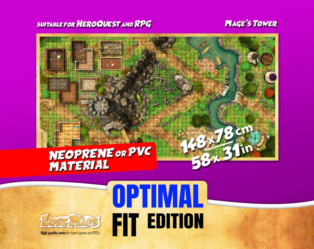 Pvc Rpg Heroquest Mat: Mage's Tower, Dnd Battle Map (neoprene or PVC) Tabletop ...