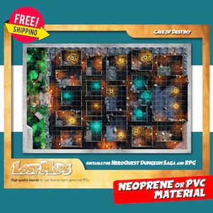 HeroQuest Mat - Playmat personalizado, mapa de batalha DnD para jogos de mesa e aventuras. Mapas de Dungeons and Dragons. Tapete de neoprene ou painel de PVC.