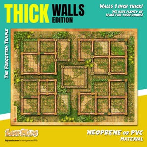Tapis HeroQuest MURS ÉPAISSES - Tapis de jeu personnalisé, carte D&D Battle pour les jeux sur table. Cartes de donjons et de dragons. Tapis en néoprène ou tableau de bord en PVC.