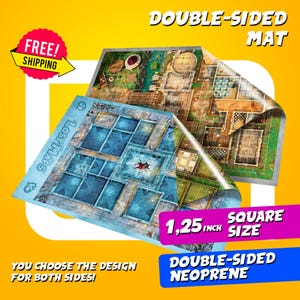 Tapis HeroQuest DOUBLE FACE DOUBLE FACE de 1,25 pouce - Tapis de jeu personnalisé, carte D&D Battle pour les jeux sur table. Donjons et dragons. Tapis en néoprène.