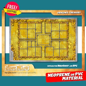 Tapis HeroQuest - Tapis de jeu personnalisé, carte D&D Battle pour les jeux de société et les aventures. Cartes de donjons et de dragons. Tapis en néoprène ou tableau de bord en PVC.