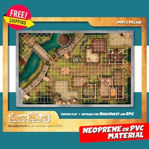 Tapis HeroQuest - Tapis de jeu personnalisé, carte D&D Battle pour les jeux de société et les aventures. Cartes de donjons et de dragons. Tapis en néoprène ou tableau de bord en PVC.