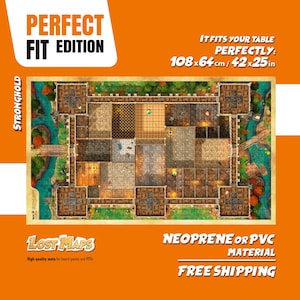 Tapete HeroQuest - Tapete de juego personalizado, mapa de batalla de DnD para juegos de mesa. Mapas de Dungeons & Dragons. Tapete de neopreno o tablero de PVC. AJUSTE PERFECTO.