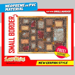 BORDE PEQUEÑO. Tapete de HeroQuest: tapete de juego personalizado, mapa de batalla de DnD para juegos de mesa. Mapas de Dungeons & Dragons. Tapete de neopreno o tablero de PVC.