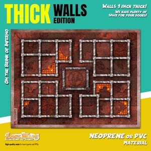 Tapete HeroQuest de PAREDES ESPESSAS - Tapete personalizado para jogos, mapa de batalha D&D para jogos de mesa. Mapas de Dungeons & Dragons. Tapete de neoprene ou painel de PVC.