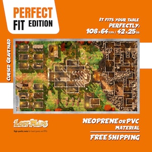 Tapis HeroQuest - Tapis de jeu personnalisé, carte D&D Battle pour les jeux sur table. Cartes de donjons et de dragons. Tapis en néoprène ou tableau de bord en PVC. AJUSTEMENT PARFAIT