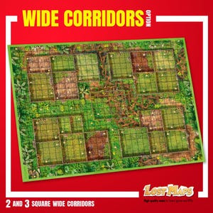 Wide Corridors HeroQuest Mat - Tapis de jeu personnalisé, carte D&D Battle pour les jeux sur table. Cartes de donjons et de dragons. Tapis en néoprène ou tableau de bord en PVC.