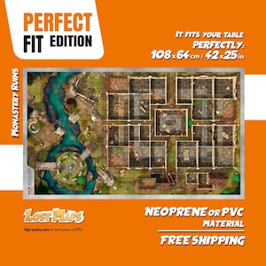 HeroQuest Mat - Spielmatte oder Spielmatte nach Maß, für Tabletop Gaming. Dungeons and Dragons Karten. Neoprenmatte oder PVC-Armband. PERFEKTE PASSFORM