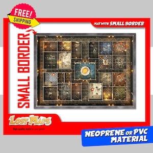 KLEINE RAND. HeroQuest Mat - Playmat custom, DnD Battle-kaart voor tabletop gaming. Kaarten voor kerkers en draken. Neopreenmat of pvc-dashboard.