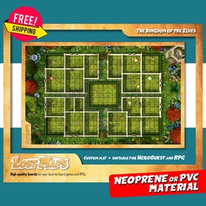 Tapete HeroQuest - Tapete de juego personalizado, mapa de batalla de DnD para juegos de mesa y aventuras. Mapas de Dungeons & Dragons. Tapete de neopreno o tablero de PVC.