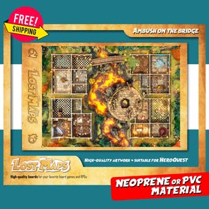 Tapete HeroQuest - Tapete de juego personalizado, mapa de batalla de DnD para juegos de mesa y aventuras. Mapas de Dungeons & Dragons. Tapete de neopreno o tablero de PVC.