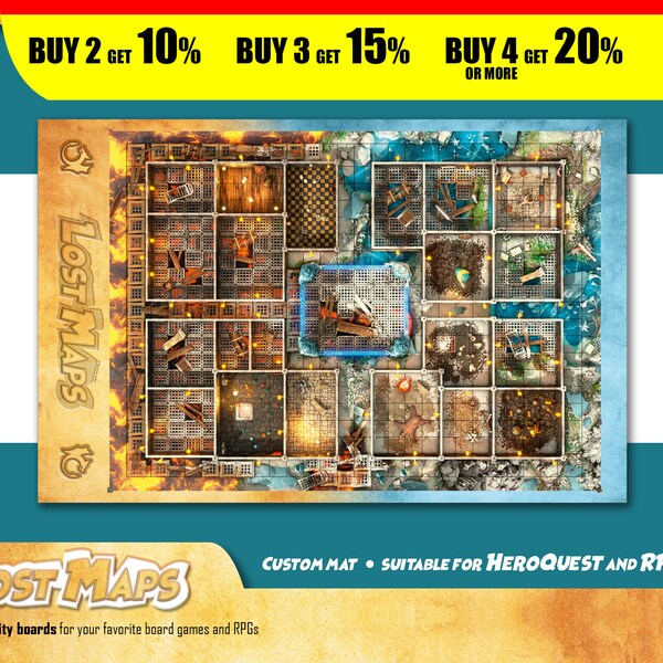 Custom HeroQuest Board Game Mat, RPG Playmat, Dungeon and Dragons Gaming Accessory