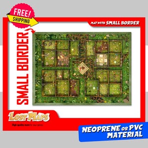BORDA PEQUENA. Tapete HeroQuest - Tapete de jogo personalizado, mapa de batalha DnD para jogos de mesa. Mapas de Dungeons and Dragons. Tapete de neoprene ou painel de PVC.