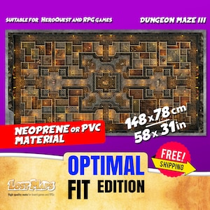 Tapis HeroQuest - Tapis de jeu personnalisé, carte D&D Battle pour les jeux sur table. Cartes de donjons et de dragons. Tapis en néoprène ou tableau de bord en PVC. AJUSTEMENT OPTIMAL
