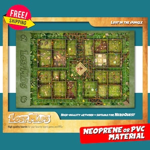 Tapis HeroQuest - Tapis de jeu personnalisé, carte D&D Battle pour les jeux de société et les aventures. Cartes de donjons et de dragons. Tapis en néoprène ou tableau de bord en PVC.