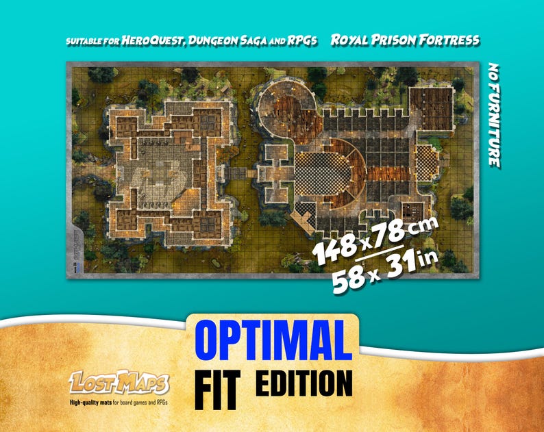 OPTIMAL FIT Heroquest Board Game Mat, RPG Playmat, Dungeon and Dragons