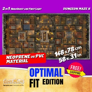 Tapis HeroQuest - Tapis de jeu personnalisé, carte D&D Battle pour les jeux sur table. Cartes de donjons et de dragons. Tapis en néoprène ou tableau de bord en PVC. AJUSTEMENT OPTIMAL