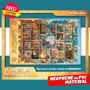 HeroQuest Mat - Spielmatte oder Spielmatte nach Maß, für Tabletop Gaming & Adventures. Dungeons and Dragons Karten. Neoprenmatte oder PVC-Armband.
