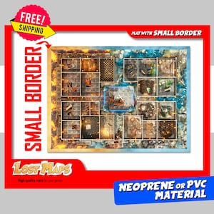 SMALL BORDER. HeroQuest Mat - Playmat custom, DnD Battle map for Tabletop Gaming. Dungeons and dragons maps. Neoprene mat or PVC dashboard.