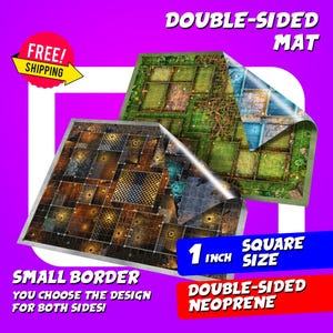 PETITE bordure 1 carré DOUBLE FACE Tapis HeroQuest Tapis de jeu, carte de combat D&D personnalisée pour jeux de table, cartes dragons de donjons, tapis en néoprène.