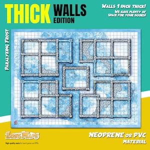 Tapis HeroQuest MURS ÉPAISSES - Tapis de jeu personnalisé, carte D&D Battle pour les jeux sur table. Cartes de donjons et de dragons. Tapis en néoprène ou tableau de bord en PVC.