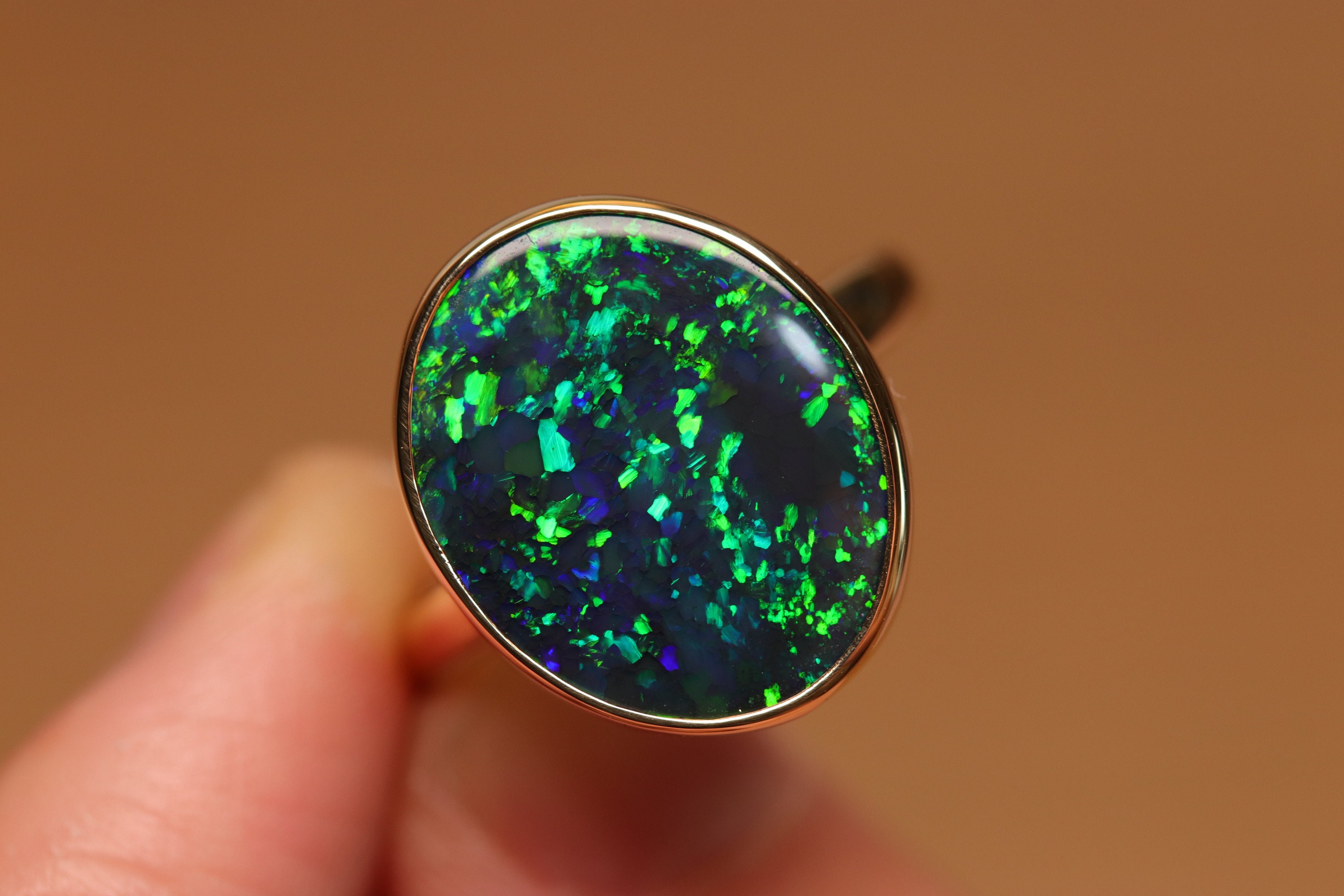 Natural Solid Australian Opal - Ring - Handmade - Gem Quality Floral ...