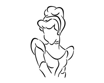 Cinderella Outline Etsy