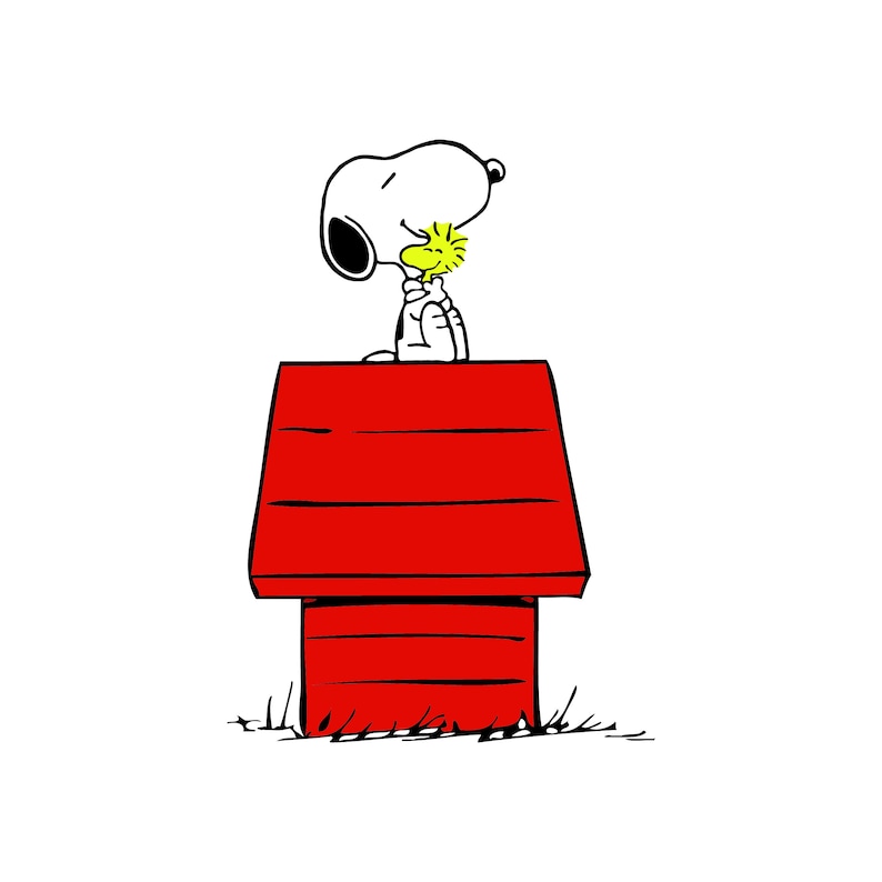 Peanuts 1 Snoopy on his dog house hugging Woodstock | Etsy