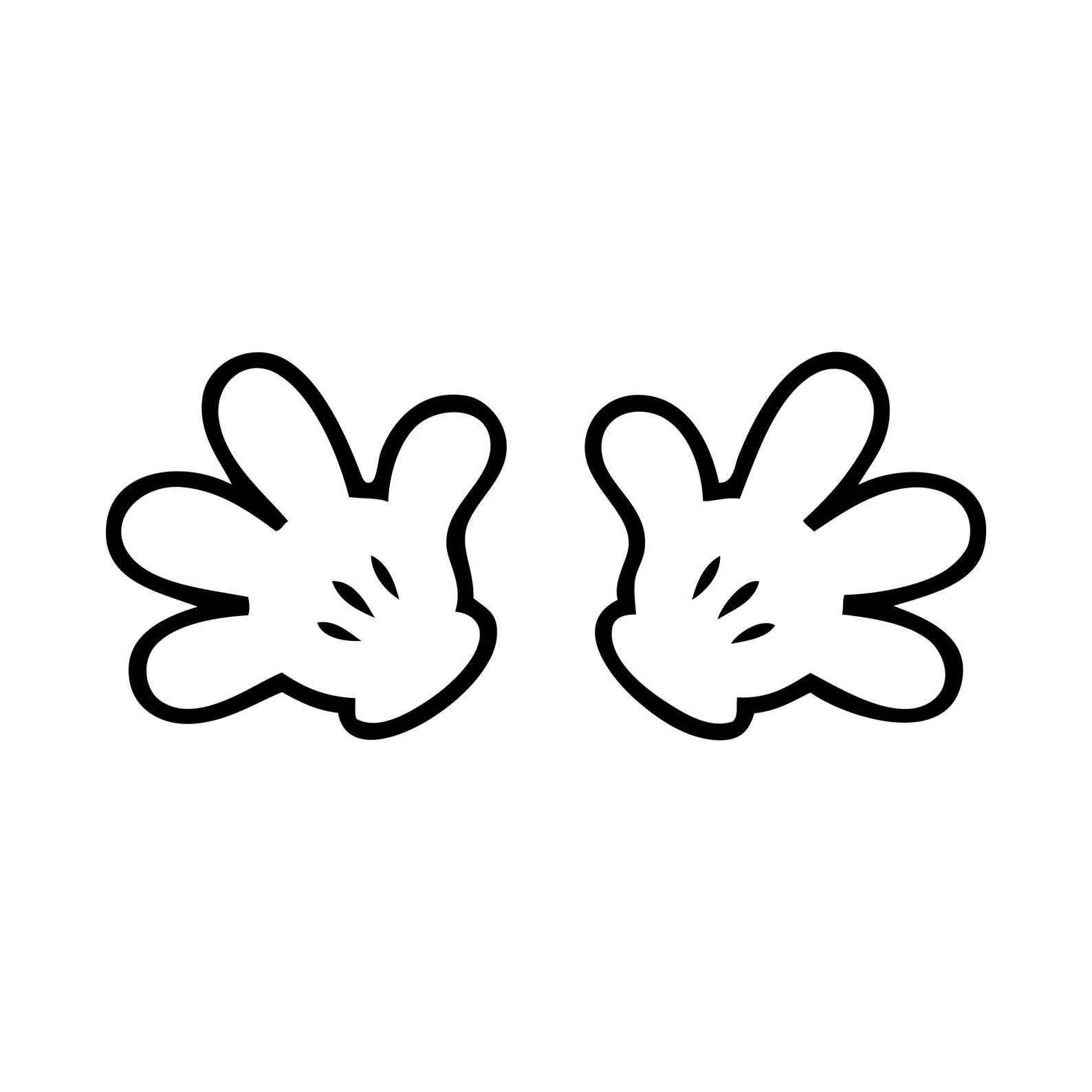 Mickey Mouse 6 Silhouettes Outline Hands Hand Gloves Glove Etsy