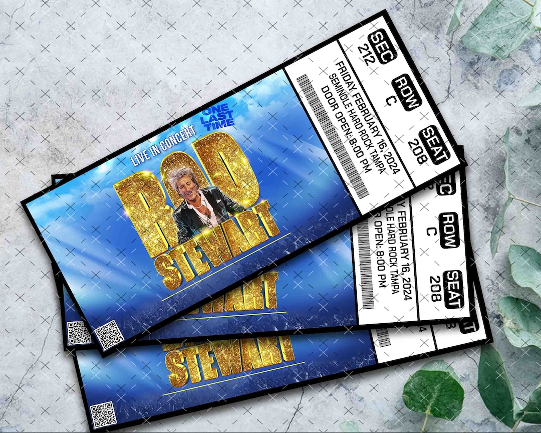 Custom Printable Rod Stewart Ticket 2024 World Tour Music Concert Show Pass Instant Download PDF