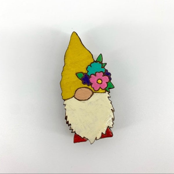 Wooden Hand Painted Garden Gnome Magnet