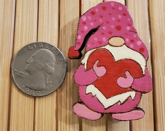 Valentine Gnome magnet wood hand painted