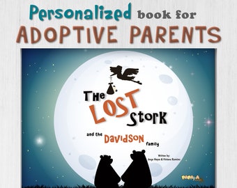 Adoption Gift / Personalized Book For Adoptive Parents / Baby Shower Gift for Adoptive Parents / Stork Book / Adoption Gift for Family