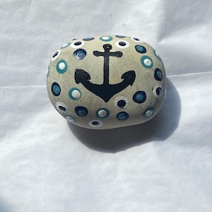 Hand painted nautical anchor stone