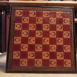 Handmade real leather chessboard small size Wooden Chess set handmade, Family Christmas gift Handmade Handmade Chess Boards