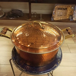 Vintage Copper Cookware, Copper Pots  Oriental, Kitchenware, Copper Casserole Pot With Lid Christmas gift Home Kitchen Garden