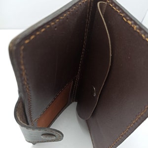 Cartera de piel para mujer con compartimento interior apto para guardar dinero y tarjetero con cierre de solapa hecho a mano